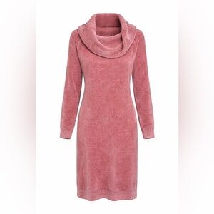 Nine West Dusty Rose Chenille Cowl Neck Sweater Dress | XL